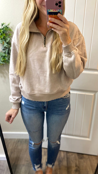 Ash Mocha 1/4 Zip Fleece Pullover