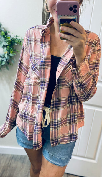 G & L Pink Plaid Button Up