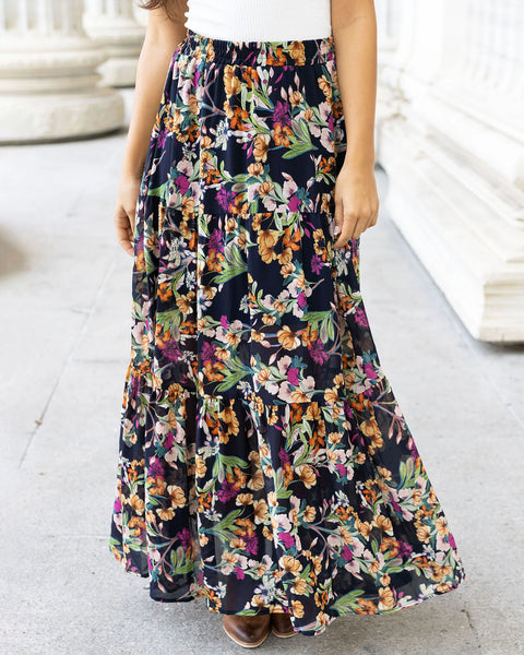 Fall Floral Maxi Skirt