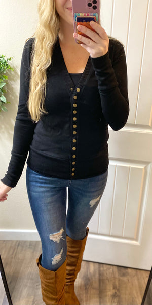 Black Snap Cardigan