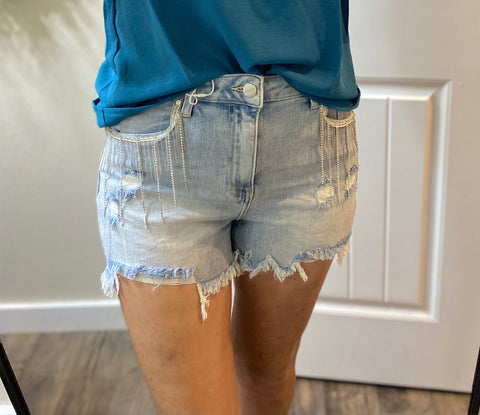 Risen Distressed Rhinestone Shorts