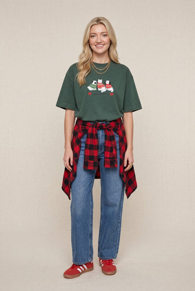 Happy Pawlidays Green Vintage Boxy Tee