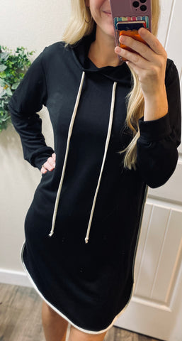 Hooded Contrast Trim Dress