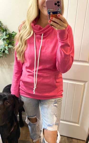 Heathered Pink Cowl Pullover