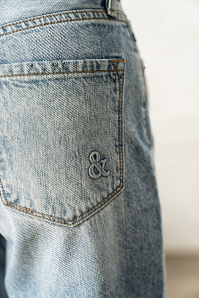 Ampersand Ave Distressed Wide Leg Denim