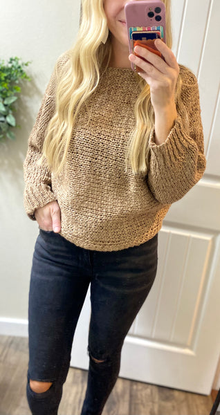 Mocha Knit On/Off Shoulder Sweater
