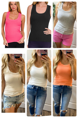 Ribbed Scoop Neck Tank