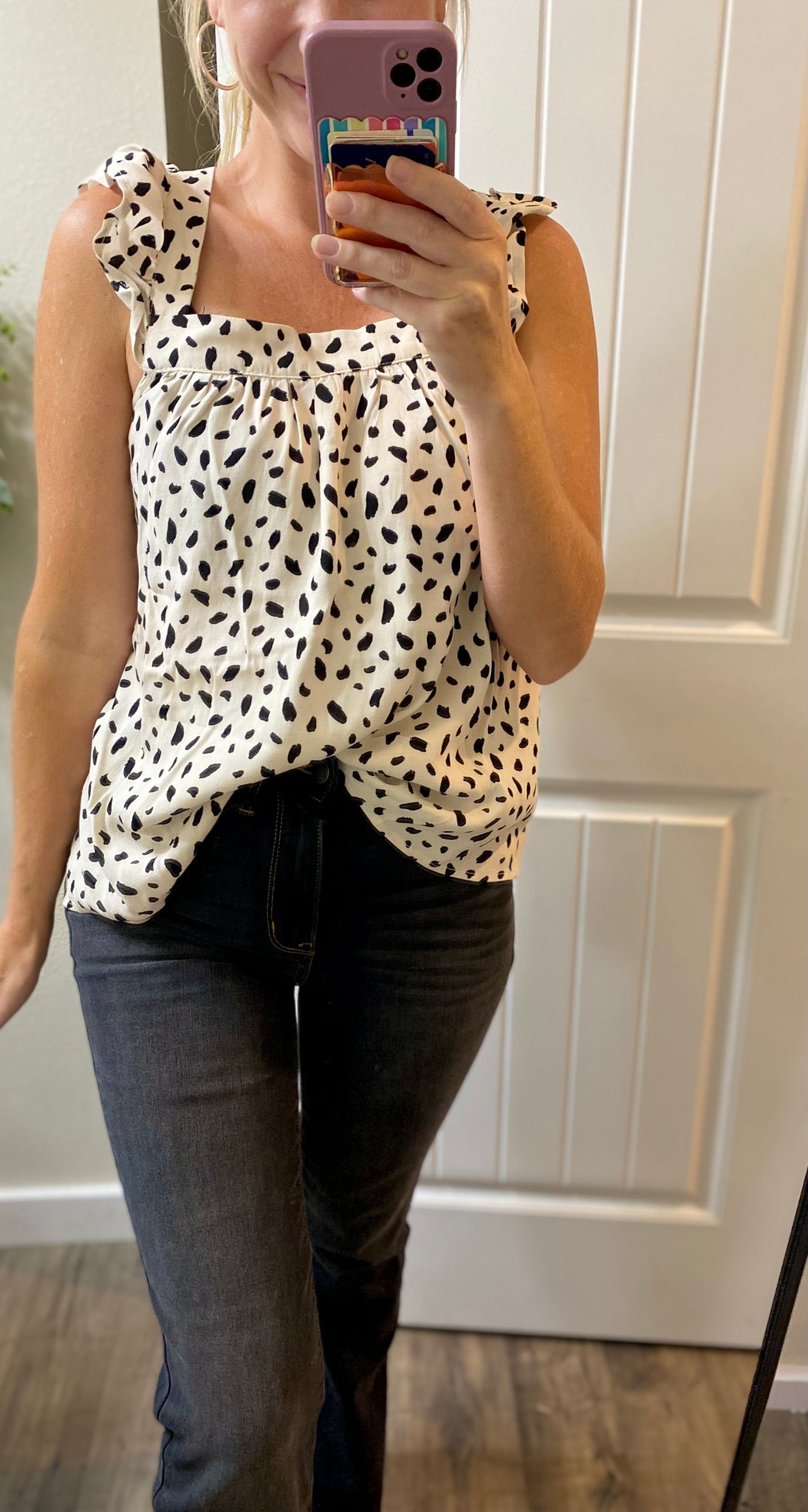 Ivory Dot Bow Back Sleeveless Blouse