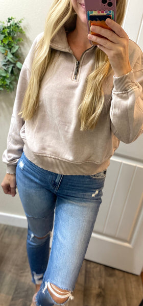 Ash Mocha 1/4 Zip Fleece Pullover