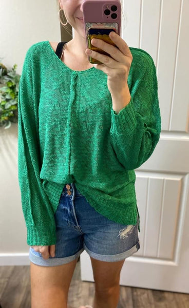 Slouchy Knit Top in Aqua