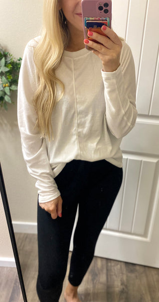 Oversized Dolman Seam Long Sleeve