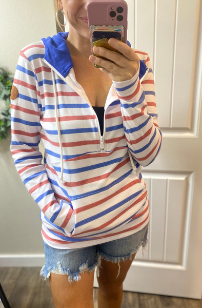 American Stripe 1/2 Zip Hoodie