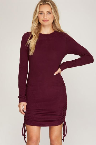 Sale! Ruched Side Long Sleeve Dresses