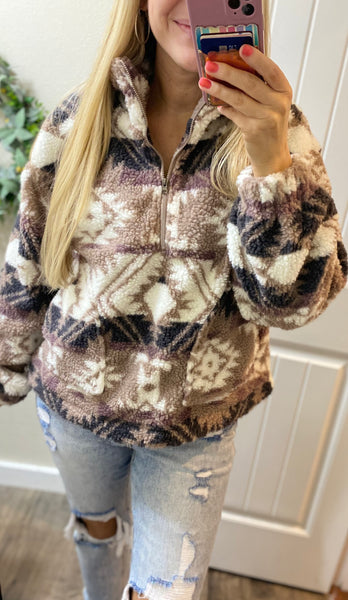 Aztec Teddy 1/4 Zip Pullover