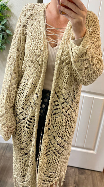 Tassel Knit Long Cardigan