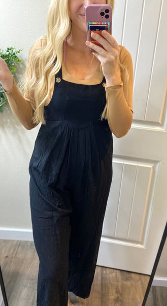 Black Wide Leg Overalls