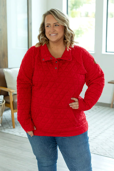 Red Quilted Snap Pullover