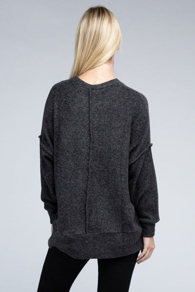 Brushed Melange Drop Shoulder Sweater