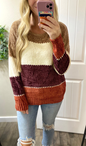 Fall Rust Colorblock Sweater