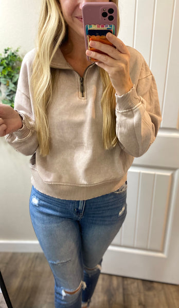 Ash Mocha 1/4 Zip Fleece Pullover