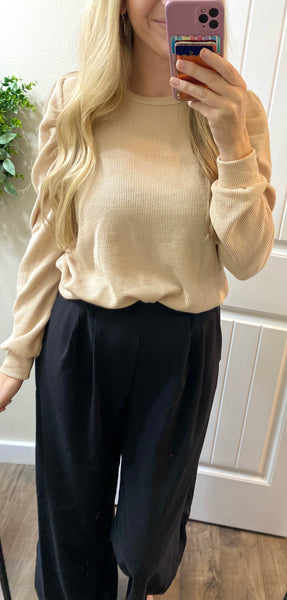 Elastic Pleated Wide Leg Pants