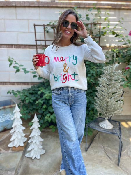 Ready to ship!  Merry and Bright Tinsel Sweater