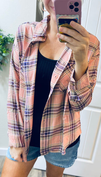 G & L Pink Plaid Button Up