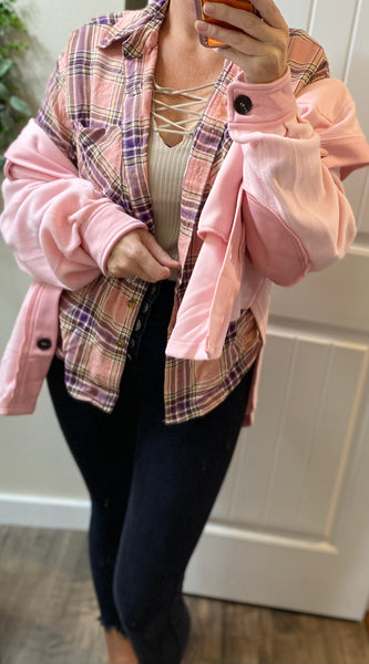 Pink Oversized Fleece Shacket