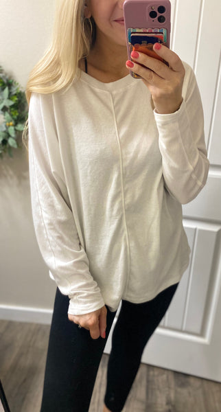 Oversized Dolman Seam Long Sleeve