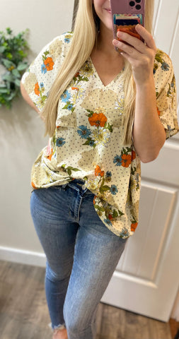 Sale! Floral V-Neck Blouse