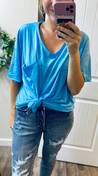 Sky Blue Oversized Pocket Tee