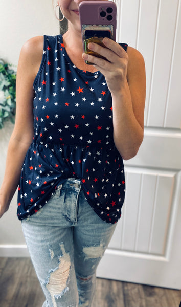 Navy Star Sleeveless Top