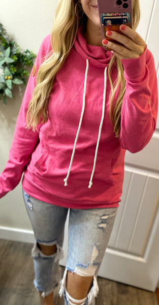 Heathered Pink Cowl Pullover
