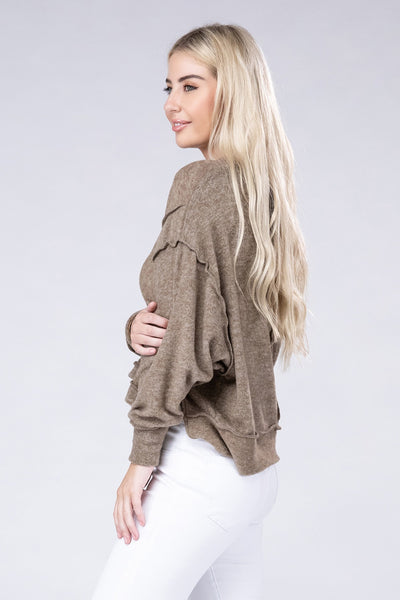 Brushed Hacci Melage Crop Sweaters