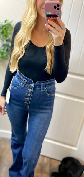 G & L Buttonfly Darkwash Flare Denim