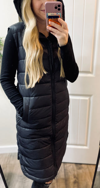 Black Puff Long Vest