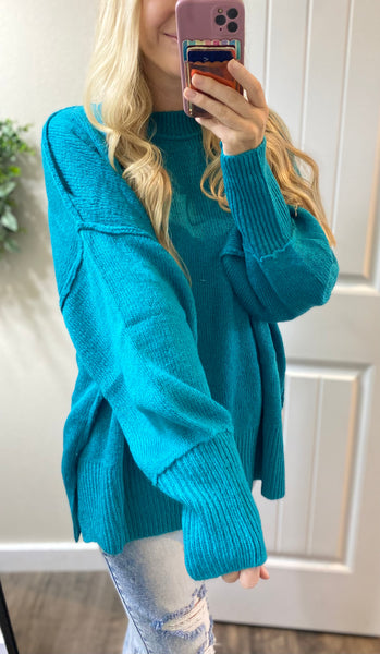 Oversized Aqua Sweater