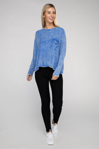 Ribbed Pocket Dolman Sleeve Top