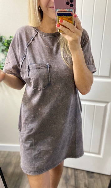 Mineral Wash Pocket T-Shirt Dress