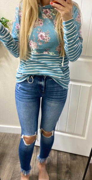 Kancan Distressed Hem/Knee Darkwash Denim