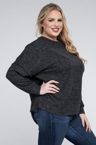 Brushed Melange Drop Shoulder Sweater