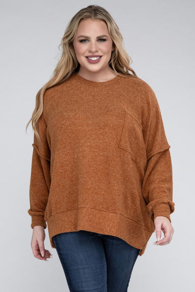 Brushed Melange Drop Shoulder Sweater