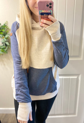 Heather Oatmeal/Blue Raglan Wanakome