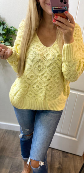 Yellow V-Neck Soft On/Off Shoulder Sweater