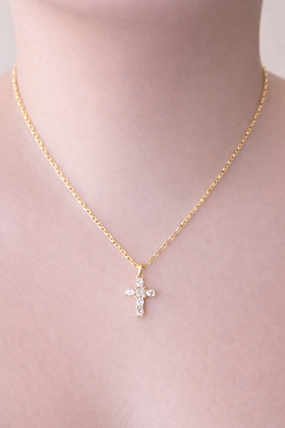 Crystal Cross Pendant Necklace- 18”