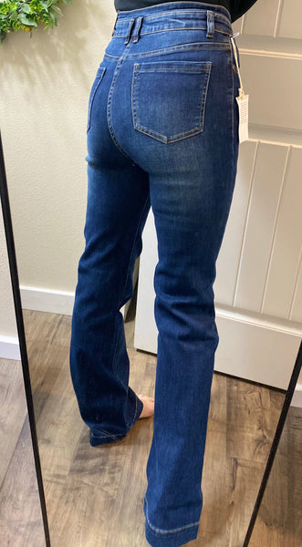 G & L Buttonfly Darkwash Flare Denim