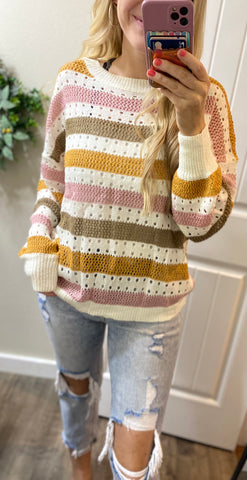Knit Lined Striped Sweater