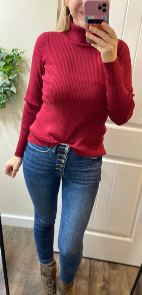 Wine Turtleneck Sweater