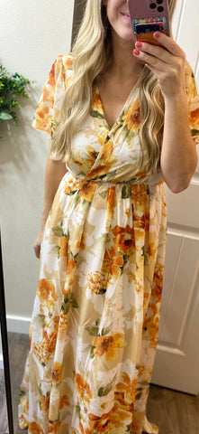 Tie Back Spring Floral Maxi Dress
