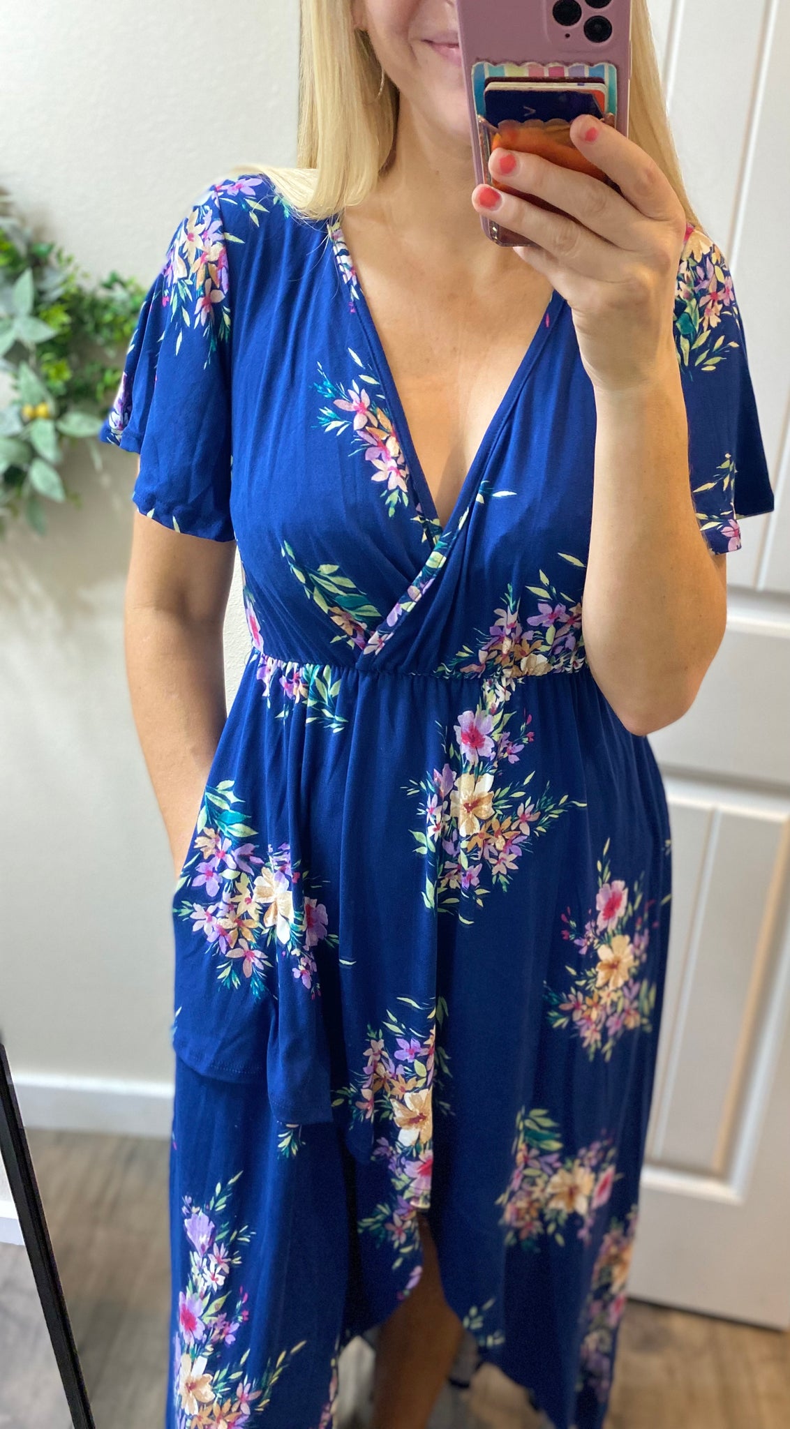 Hi Low Blue Floral Dress